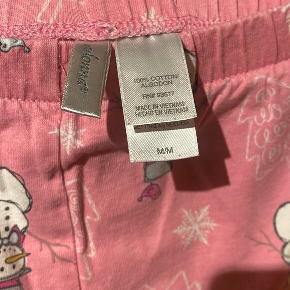 Snowman Pajama Pants Size Small Cozy Holiday Christmas Winter Comfy Pink Girly - Picture 3 of 3